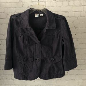 Women’s Roxy Brand Blue/Pink/Purple Plaid Cotton/Poly Blend Jacket Size Large.